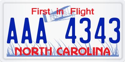 NC license plate AAA4343