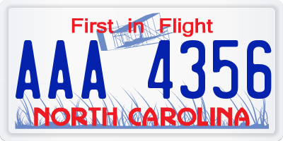 NC license plate AAA4356