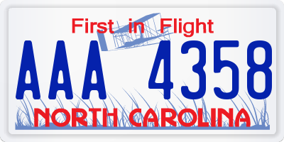 NC license plate AAA4358