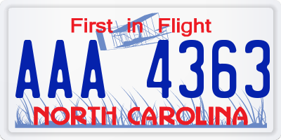 NC license plate AAA4363