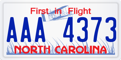 NC license plate AAA4373