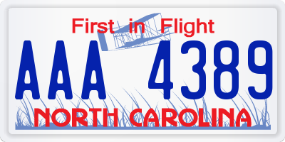 NC license plate AAA4389