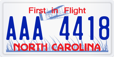 NC license plate AAA4418