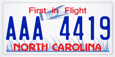 NC license plate AAA4419