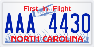 NC license plate AAA4430