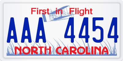 NC license plate AAA4454