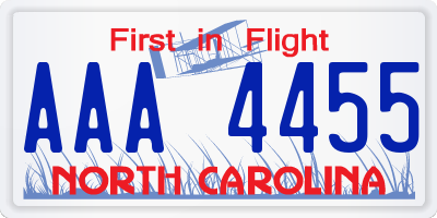 NC license plate AAA4455
