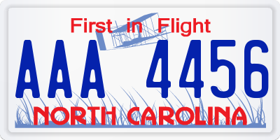 NC license plate AAA4456