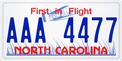 NC license plate AAA4477
