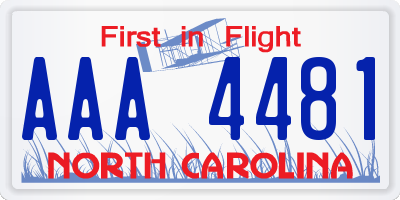 NC license plate AAA4481