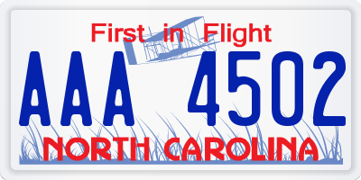 NC license plate AAA4502