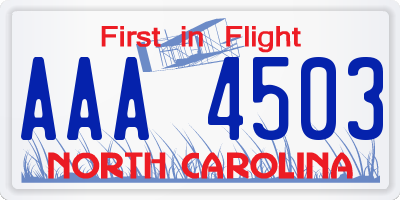 NC license plate AAA4503