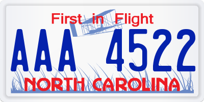 NC license plate AAA4522