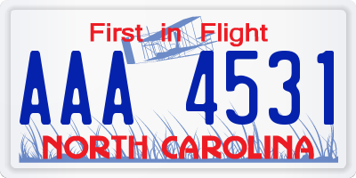 NC license plate AAA4531