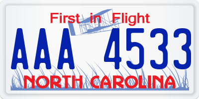 NC license plate AAA4533