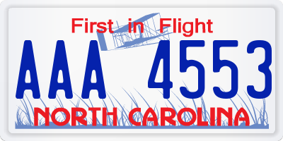 NC license plate AAA4553