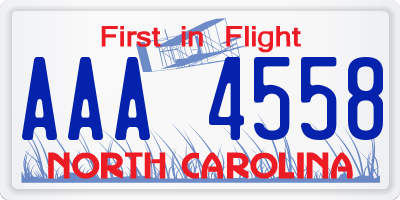 NC license plate AAA4558