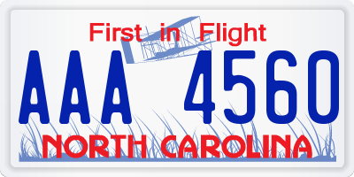 NC license plate AAA4560