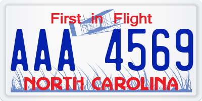 NC license plate AAA4569