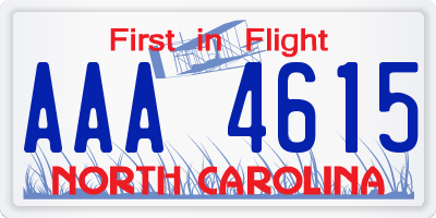 NC license plate AAA4615
