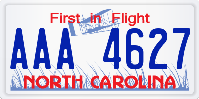 NC license plate AAA4627