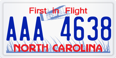 NC license plate AAA4638