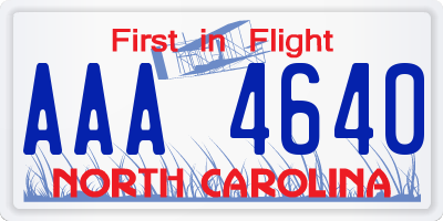 NC license plate AAA4640