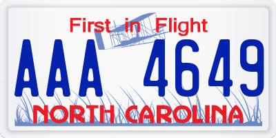 NC license plate AAA4649