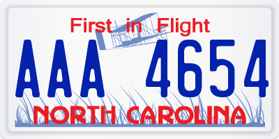 NC license plate AAA4654