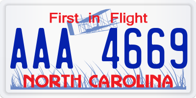 NC license plate AAA4669