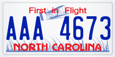 NC license plate AAA4673