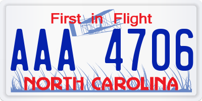 NC license plate AAA4706