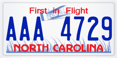 NC license plate AAA4729