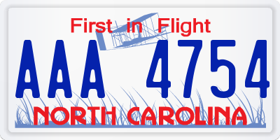 NC license plate AAA4754