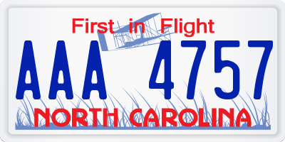 NC license plate AAA4757