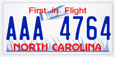 NC license plate AAA4764