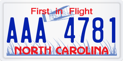 NC license plate AAA4781