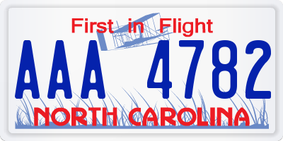 NC license plate AAA4782