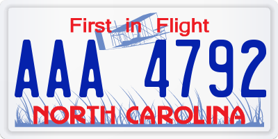 NC license plate AAA4792