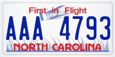 NC license plate AAA4793