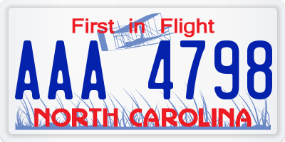 NC license plate AAA4798