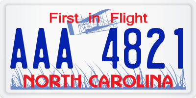 NC license plate AAA4821