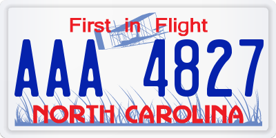 NC license plate AAA4827