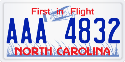 NC license plate AAA4832