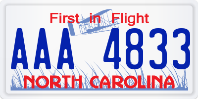 NC license plate AAA4833