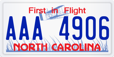 NC license plate AAA4906