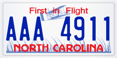 NC license plate AAA4911