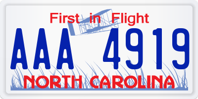 NC license plate AAA4919