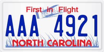 NC license plate AAA4921