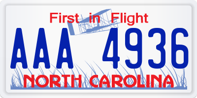 NC license plate AAA4936